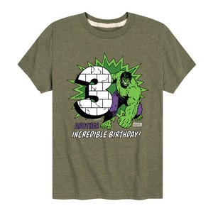 Boys' - Marvel - Hulk Incredible Birthday 3 Short Sleeve Graphic T-Shirt - 1 of 4