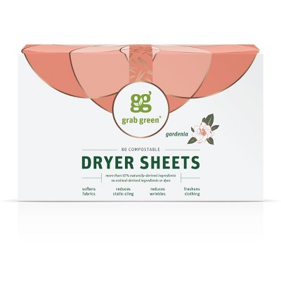 Grab Green Classic Dryer Sheets, Gardenia Scent