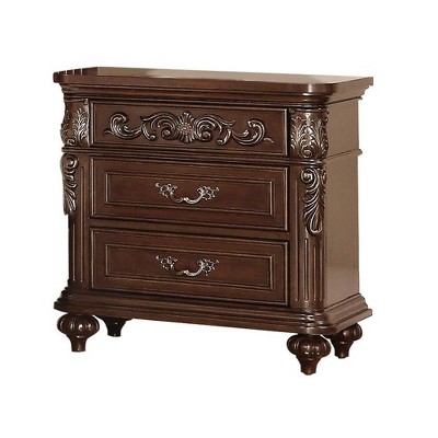 NicBex 17 inch Wide Nightstand with 3 Drawers,Modern Side Table with Metal Handles,Bedside Table for Bedroom,Living Room,Brown/Walnut