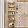 Dining Room 63 in Tall Storage Cabinet, Kitchen Pantry Cabinet 5 Tier Bathroom Cabinet w/ 4 Doors Adjustable Shelves - 4 of 4