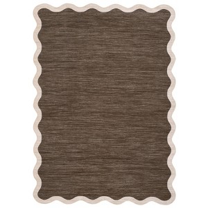 Modern Scalloped Living Room Rugs, Washable Solid Soft Bedroom Carpet Non Slip, Indoor Contemporary Home Decor Rugs - 1 of 4