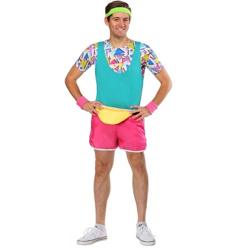 Halloweencostumes.com Small Men Work It Out 80's Costume For Men,  Yellow/pink/green : Target