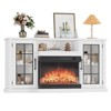 59 in 3 Sided Glass Fireplace TV Stand for TVs Up to 65" Rustic Media Console with LED Lights Glass Door Storage Distressed White Entertainment Center - 4 of 4