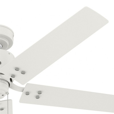 Hunter Windbound 52" Matte White Ceiling Fan, Modern Industrial Design, Damp Rated, Pull Chain Control