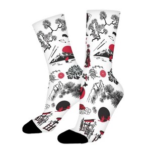 Miniatures Symbolizing Japan Women Printed Crew Socks Funny Funky Socks Soft Polyester Novelty Gifts for Artists Men - 1 of 4