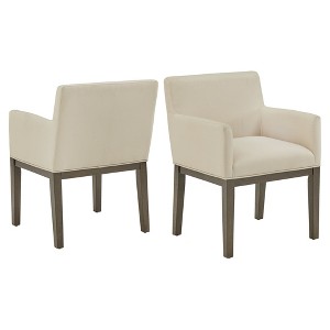 Inspire Q 2pk Bodo Track Arm Dining Chairs Beige Linen - 1 of 4