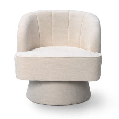 Crestlive Products Swivel Barrel Chair Modern 360 Degree Round Swivel Accent Chair Comfortable Upholstered Linen Fabric Swivel Sofa Chair