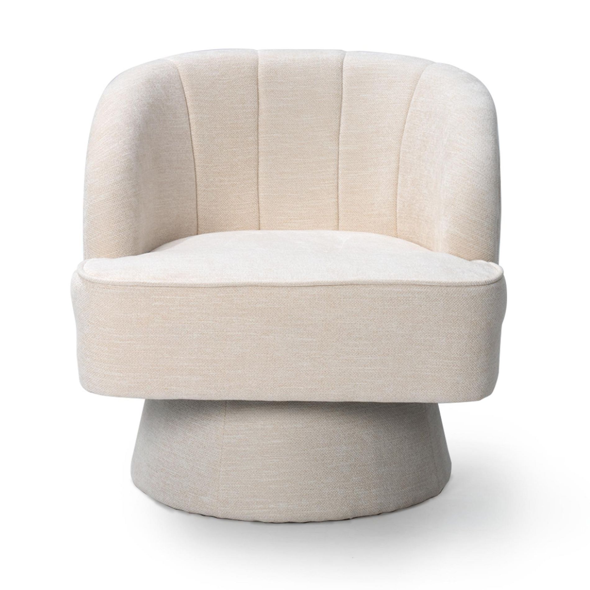 Crestlive Products Swivel Barrel Chair Modern 360 Degree Round Swivel Accent Chair Comfortable Upholstered Linen Fabric Swivel Sofa Chair Light Beige