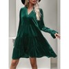 Coolmee Women's Velvet Cocktail DressFall Long Sleeve V Neck High Waist Holiday Semi Formal Mini Party Dresses - 3 of 4