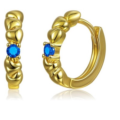 Molenia Birthday Birthstone Heart Huggie Earrings Women, 14K Gold 925 Sterling Silver Small Hoop Earrings, Hypoallergenic Jewelry  Anniversary Gift