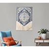 HomeRoots 26" X 49" Blue And White Flower Floral Cotton Macrame Hanging Tapestry - 2 of 4
