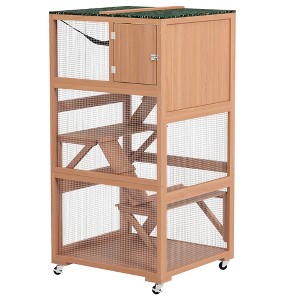 SKYONE Mobile Outdoor Cat Enclosure with Hammock, Ramps & Sleeping Box, Weather-Resistant Fir Wood, - 1 of 4