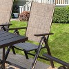 7pc Outdoor Dining Set with 7 Position Adjustable Folding Chairs & Metal Rectangle Table with Umbrella Hole - Gray/Black - Captiva Designs - 4 of 4