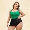 Women's Plus Size Alluring Two-Tone Swimdress with Halter Tie - Cupshe - 4 of 4
