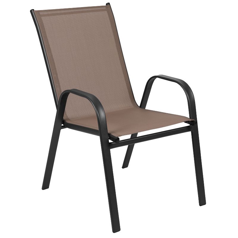 Emma and Oliver 5 Pack. Outdoor Stack Chair with Flex Comfort Material and Metal Frame, 3 of 13