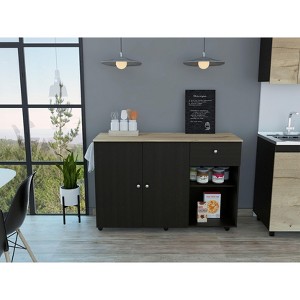 NicBex Mobile Kitchen Island Cart Morden Kitchen Carts on Wheels with Storage, 2 Cabinets, 1 Drawer and 2 Open Shelves for Kitchen - 1 of 4