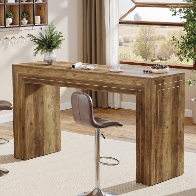 Tribesigns 63-Inch Counter Height Bar Table, Home Bar Height Pub Table for Living Room, Kitchen, Restaurant