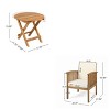 Patio Bistro Set, 3 PCS Dining Set with Foldable Slatted Table, Acacia Wood Frame Dining Armrest Chair with Polyester Cushions-Coolbibila - 4 of 4