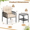 Costway 3 PCS Patio Bistro Set with Tempered Glass Table Chairs Back and Seat Cushions - 3 of 4