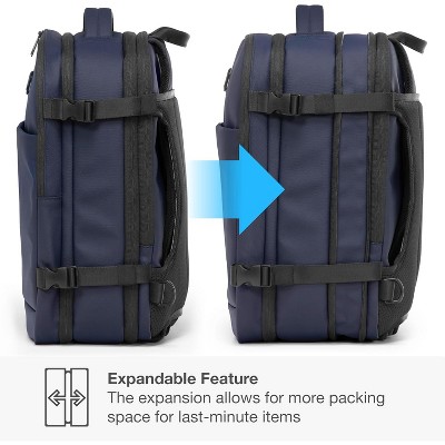 Traveler's Choice Markham Expandable, Clamshell Opening, Weekender, 27L Capacity Travel Backpack, Navy — фото 6