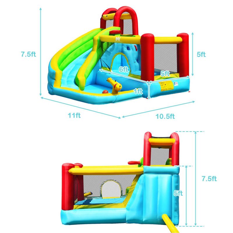 Costway Inflatable Kids Water Slide Jumper Bounce House Splash Water Pool W/ 480W Blower, 2 of 11