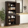 Resenkos 71" Freestanding Kitchen Pantry with 4 Doors and 2 Large Cabinets, Tall Storage Cabinet with Drawer, Coffee Brown - 3 of 4