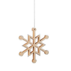 Ganz 4" Winter Light Rustic Wooden Mirrored Snowflake Christmas Ornament - Brown - 1 of 1