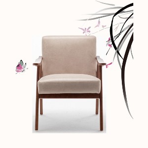VYNXARIA Light Camel Accent Chair with Microfiber Upholstery & Solid Wood Frame for Modern Spaces - 1 of 4