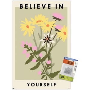 Trends International Botanical Believe In Yourself Unframed Wall Poster Print Clear Push Pins Bundle 14.725" x 22.375" - 1 of 4