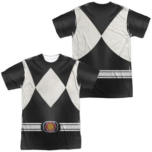 Men's Power Rangers Black Ranger (Front Back Print) Short Sleeve Costume T-Shirt - 1 of 4