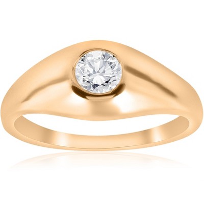 Pompeii3 1/2CT Mens Diamond Solitaire Ring 14K Yellow Gold