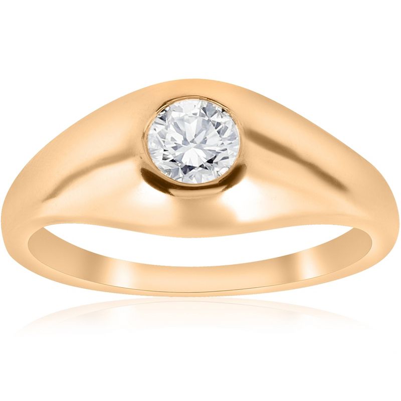 Pompeii3 1/2CT Mens Diamond Solitaire Ring 14K Yellow Gold, 1 of 5