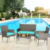 BestMassage Patio Furniture Set 4 Pieces with Glass Topped Coffee Table Cushions - 2 of 4