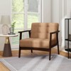 Costway Accent Chair Button Tufted Mid-century Modern Lounge Chair with Armrest Brown/Black/Caramel - 4 of 4
