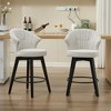 Akoasm 25 Inch Adjustable Chenille Swivel Bar Stools Chairs With Back And Wood Legs 2 Pieces-White - 3 of 4
