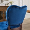 Kumasinova French Upholstered Velvet Dining Chairs, Set of 2 Vintage Tufted Kitchen Chairs with Hand-Pulled Buckles, High Back Dining Room Chairs - 3 of 4