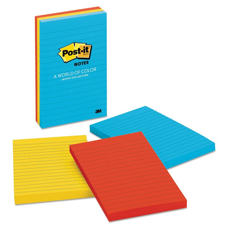 Post-it Original Pads in Jaipur Colors Lined 4 x 6 100-Sheet 3/Pack 6603AU, 1 of 7