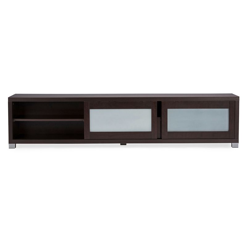 Gerhardine Wood Cabinet with 2 Sliding Doors and Drawer TV Stand for TVs up to 85&#34; Dark Brown - Baxton Studio, 3 of 7