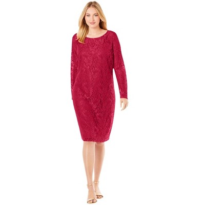 Jessica London Women's Plus Size Stretch Lace Shift Dress
