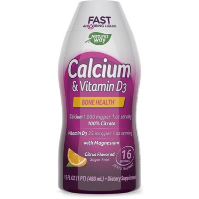 Nature'S Way Calcium & Vitamin D3 Liquid Dietary Supplement Citrus S/F - 16 Oz