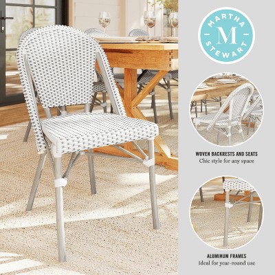 Gray and White Woven Rattan Indoor-Outdoor Bistro Chair