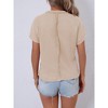 Women's Casual Waffle Knit Crew Neck Short Sleeve Loose Top - 4 of 4