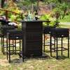Tangkula 5PCS Patio Rattan Bar Table Stool Set Hidden Storage Shelf Cushion Red Patio Black - 4 of 4