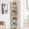 Lighted Corner Curio Cabinet with Tempered Glass Doors & Shelves - Elegant Display Storage for Living Room & Bedroom Decor - 2 of 4