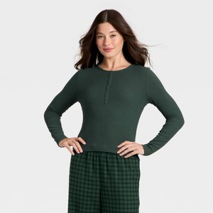 Women's Cozy Ribbed Long Sleeve Henley Pullover - Auden™ - 1 of 3
