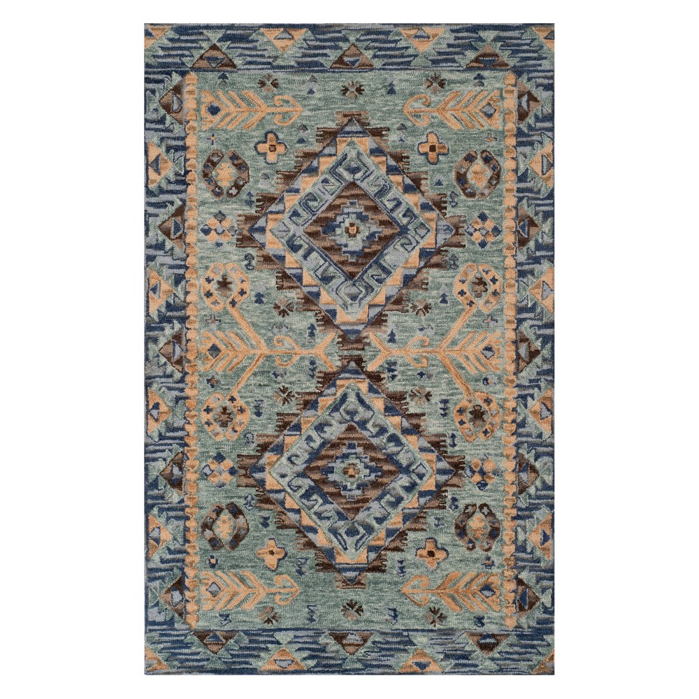 4'x6' Medallion Tufted Area Rug Blue/Beige - Safavieh