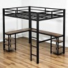 Full XL Metal Loft Bed Frame with L-Shaped Desk and Shelves, Space-Saving Loft Bed with Ladder and Guardrails,kids bed - 4 of 4