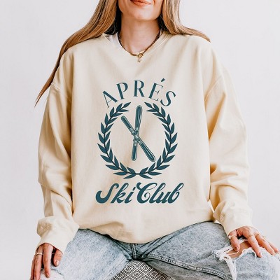 Simply Sage Market Women's Lightweight Garment Dyed Graphic Sweatshirt Apres Ski Club