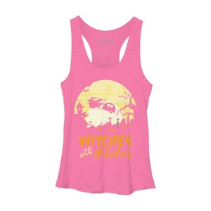 Women's Design By Humans Halloween Camping Witches Hitches Funny By RedBirdLS Racerback Tank Top - 1 of 3