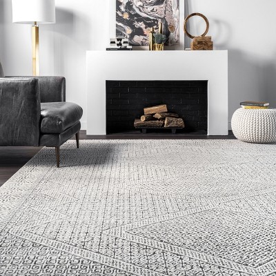Reversible Gray Synthetic Moroccan Area Rug 62"x26"